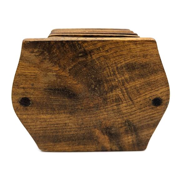 The Black Horse Inn 1794 Wood & Cork Coasters Vintage Set of 7 Japan VTG Barware - Picture 4 of 4